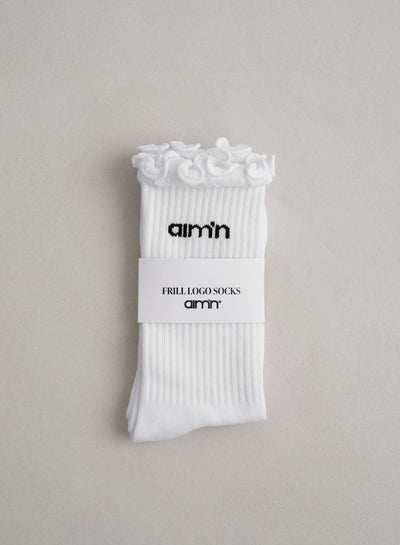 White Frill Logo Socks