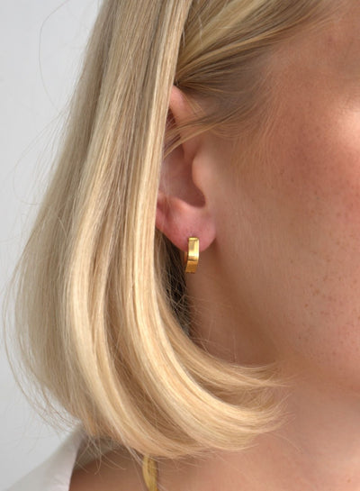 Gold Waterproof Angle Hoop Earrings