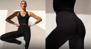Model wearing Black Shape Seamless set