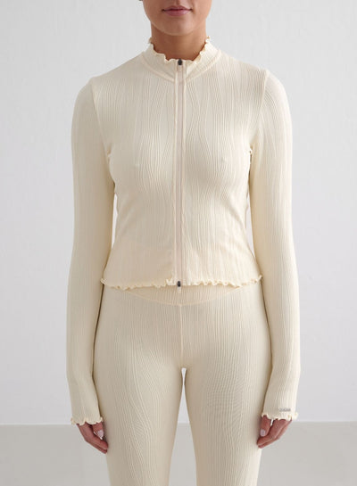 Almond White Tulip Zip Jacket