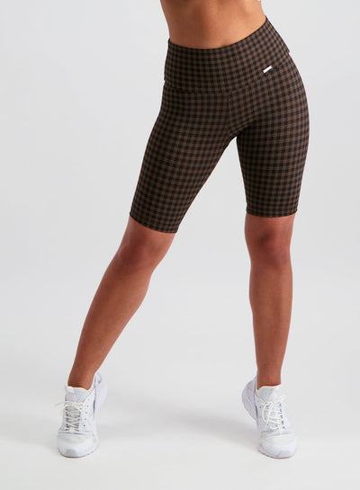 Macchiato Dogtooth Biker Shorts